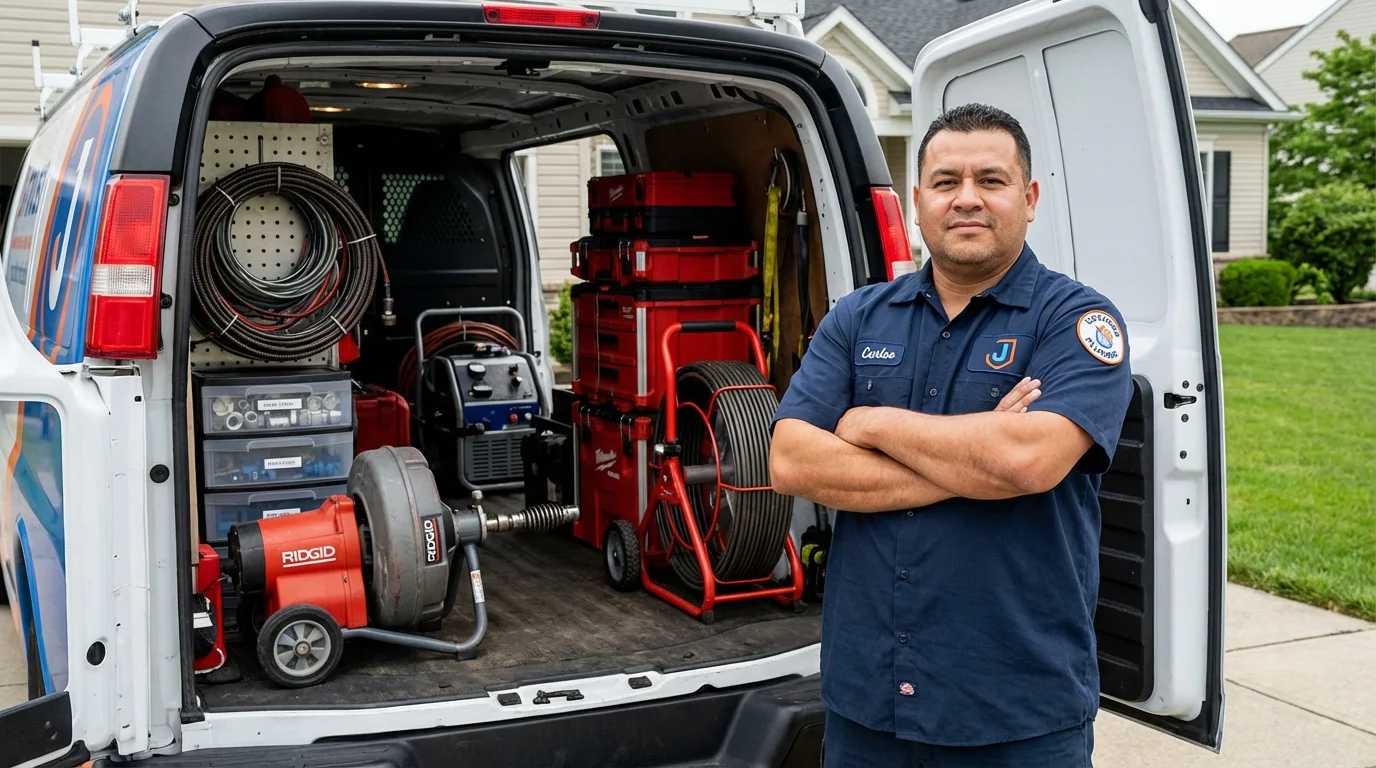 Professional drain cleaning equipment and Johns Plumbing LLC plumber in Glidden