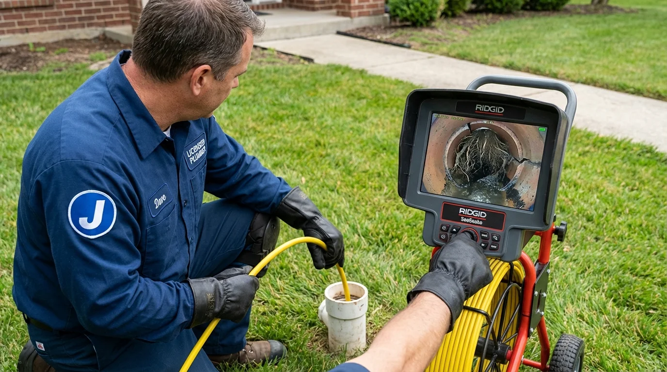 Sewer camera inspection being performed by Johns Plumbing LLC in Glidden